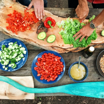two people in a cooking class