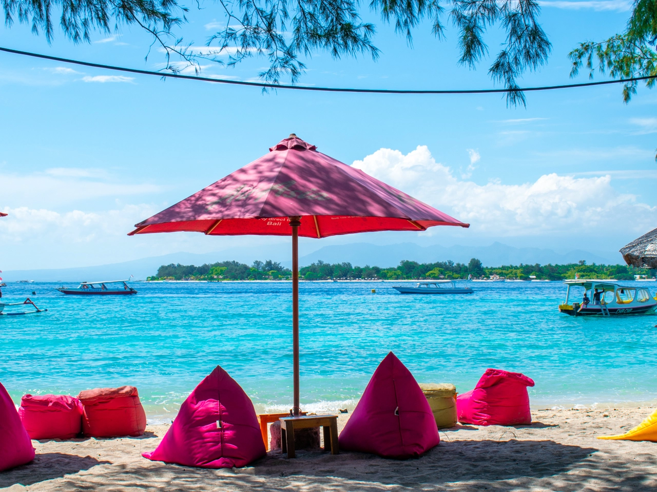 view from beach on east side of gili trawangan