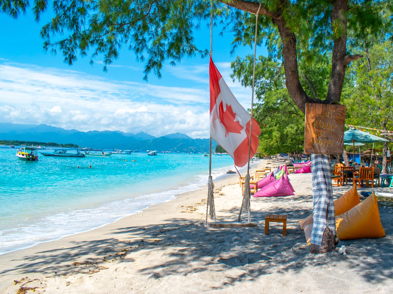 beautiful view of white sand beach on gili trawangan