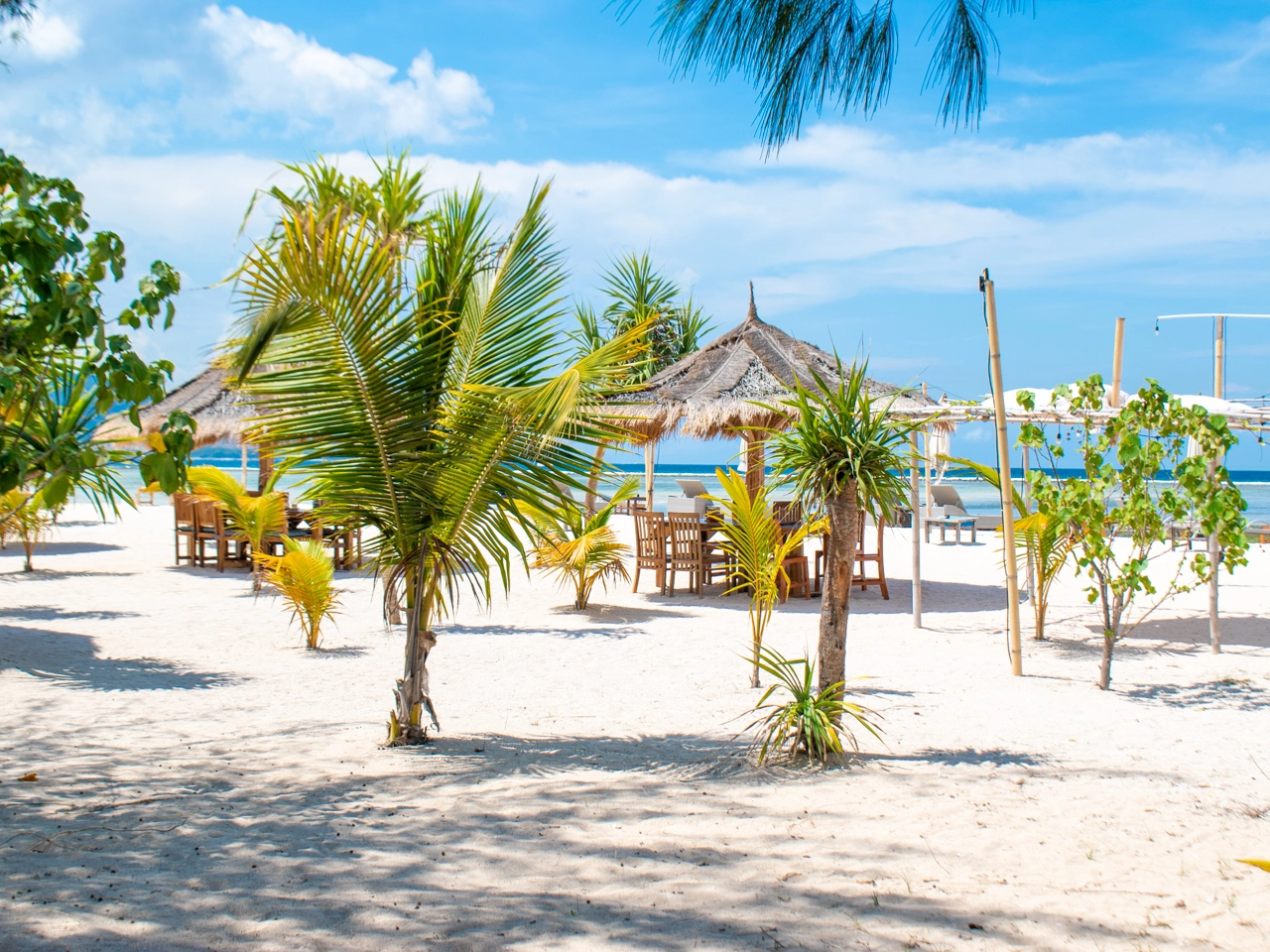 white sand beach on the west side of gili air