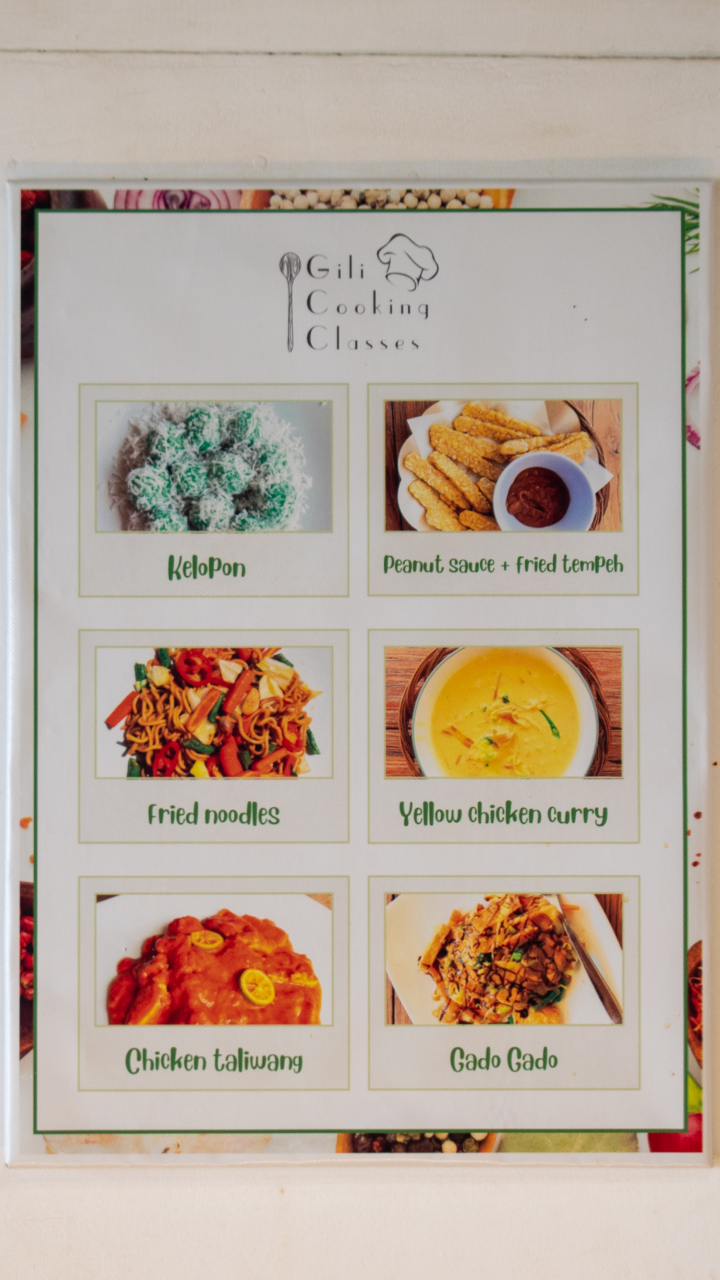 gili cooking class menu
