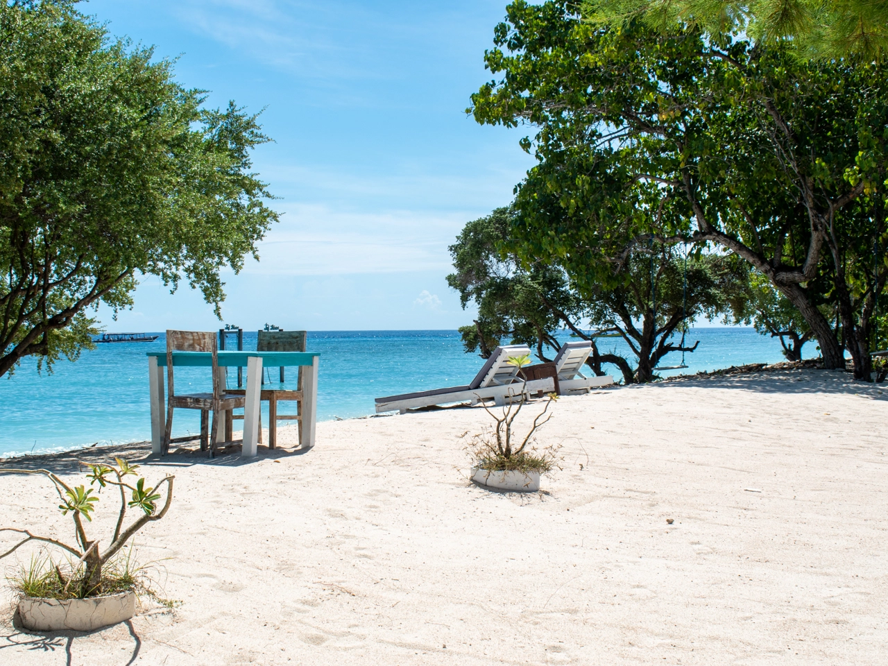 gili trawangan northwest beach seating area