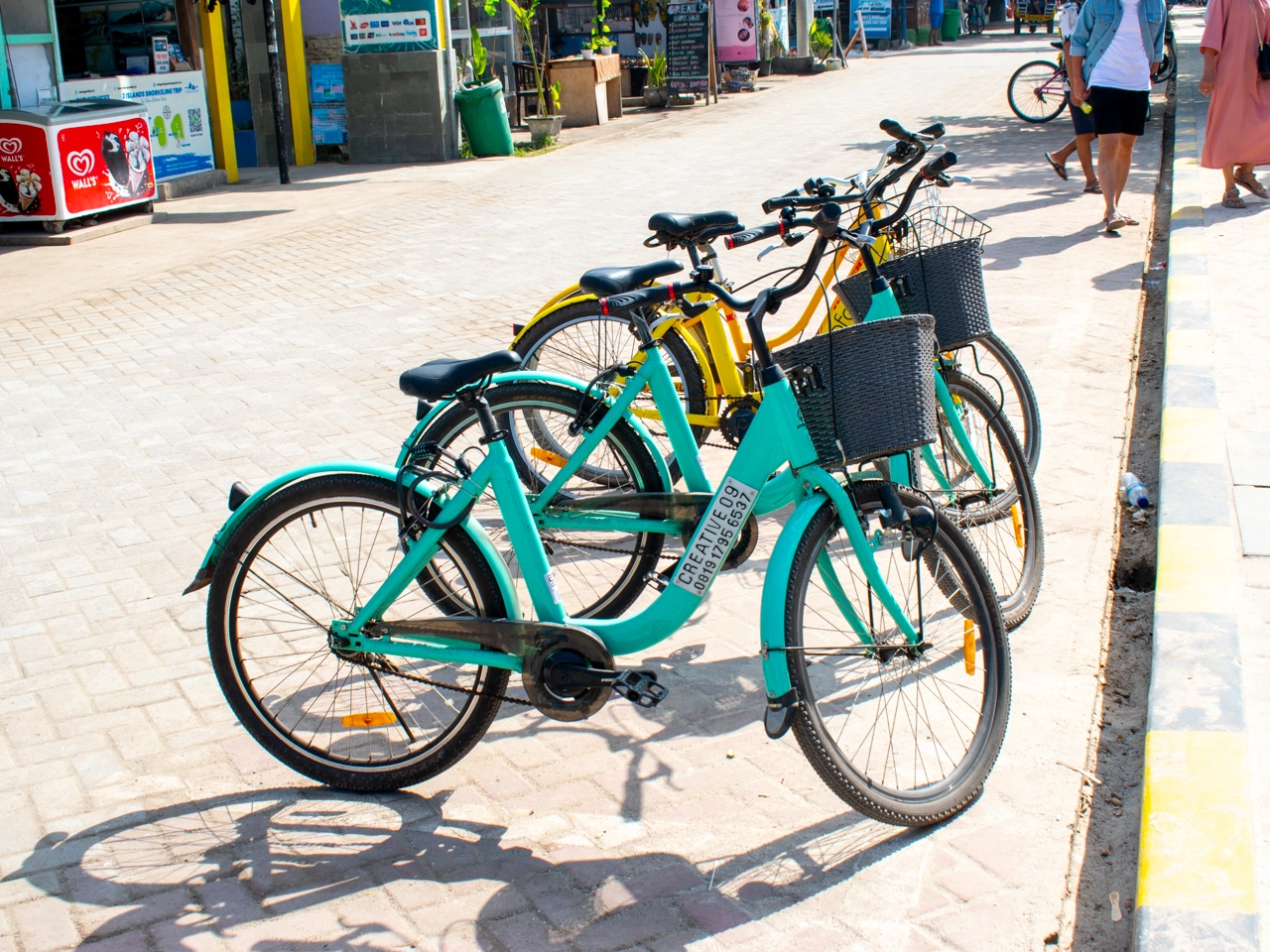 parked bicycles on gili trawangan