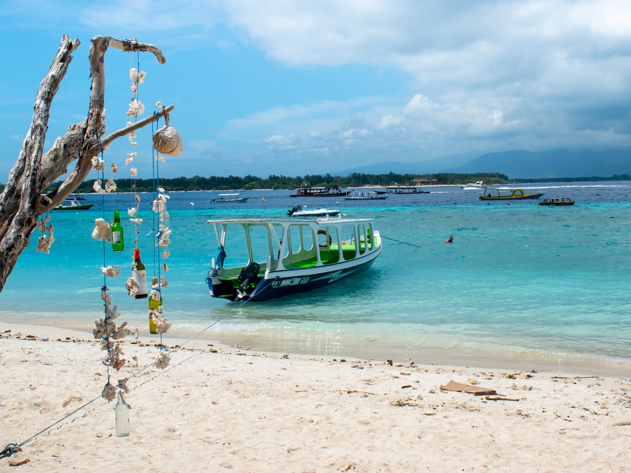 crystal clear water on southeast beach gili trawangan
