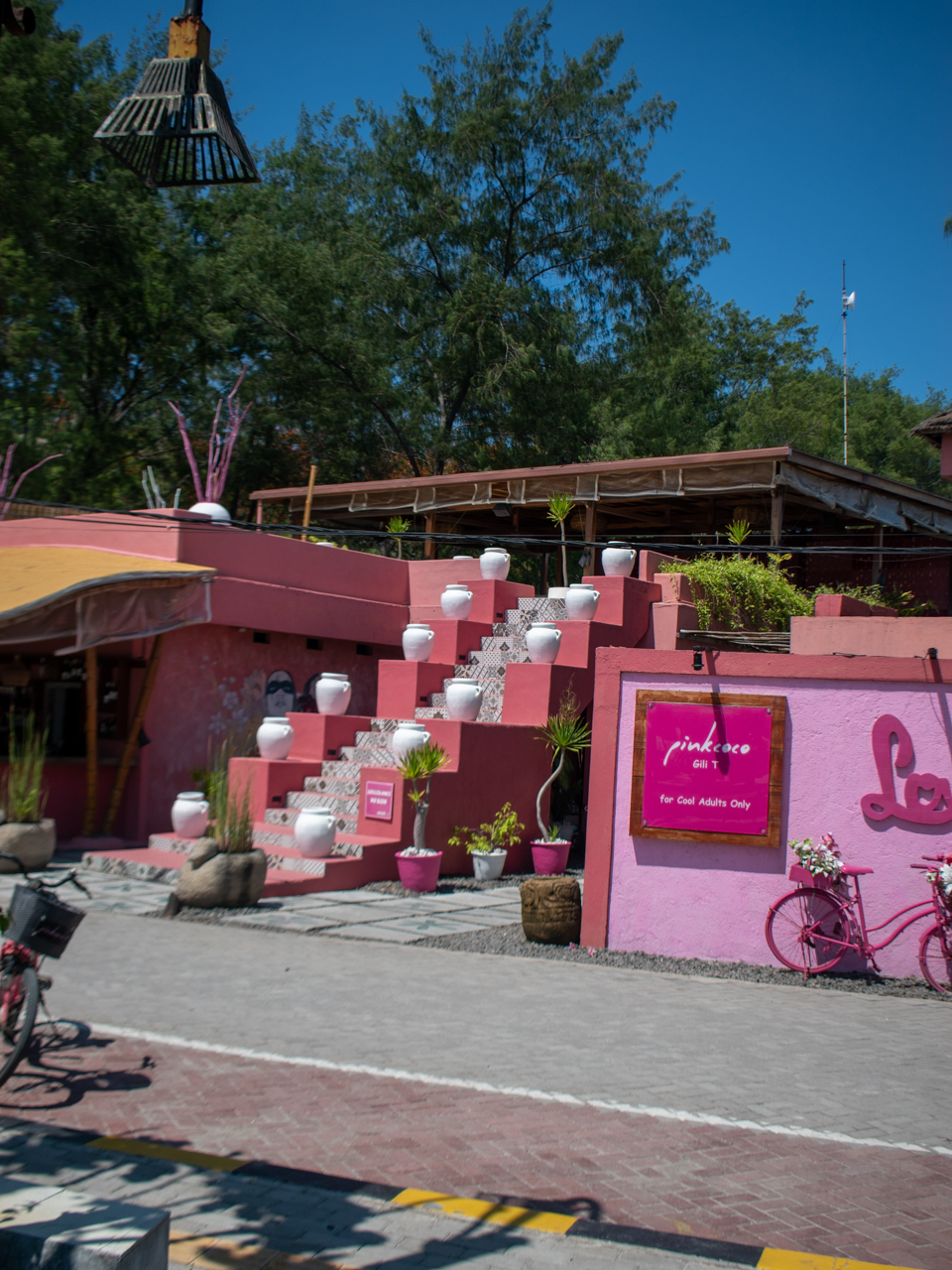 pink coco hotel on the west side of gili trawangan